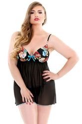 Curve Dahlia Molded Cup Babydoll And G-String Babydolls and Chemises